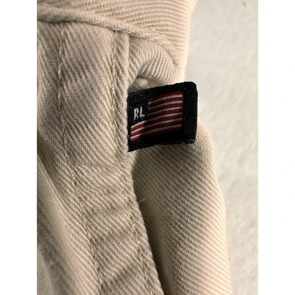 Ralph Lauren Boys Cargo Pants Beige Solid 100% Cotton Button Casual Wash